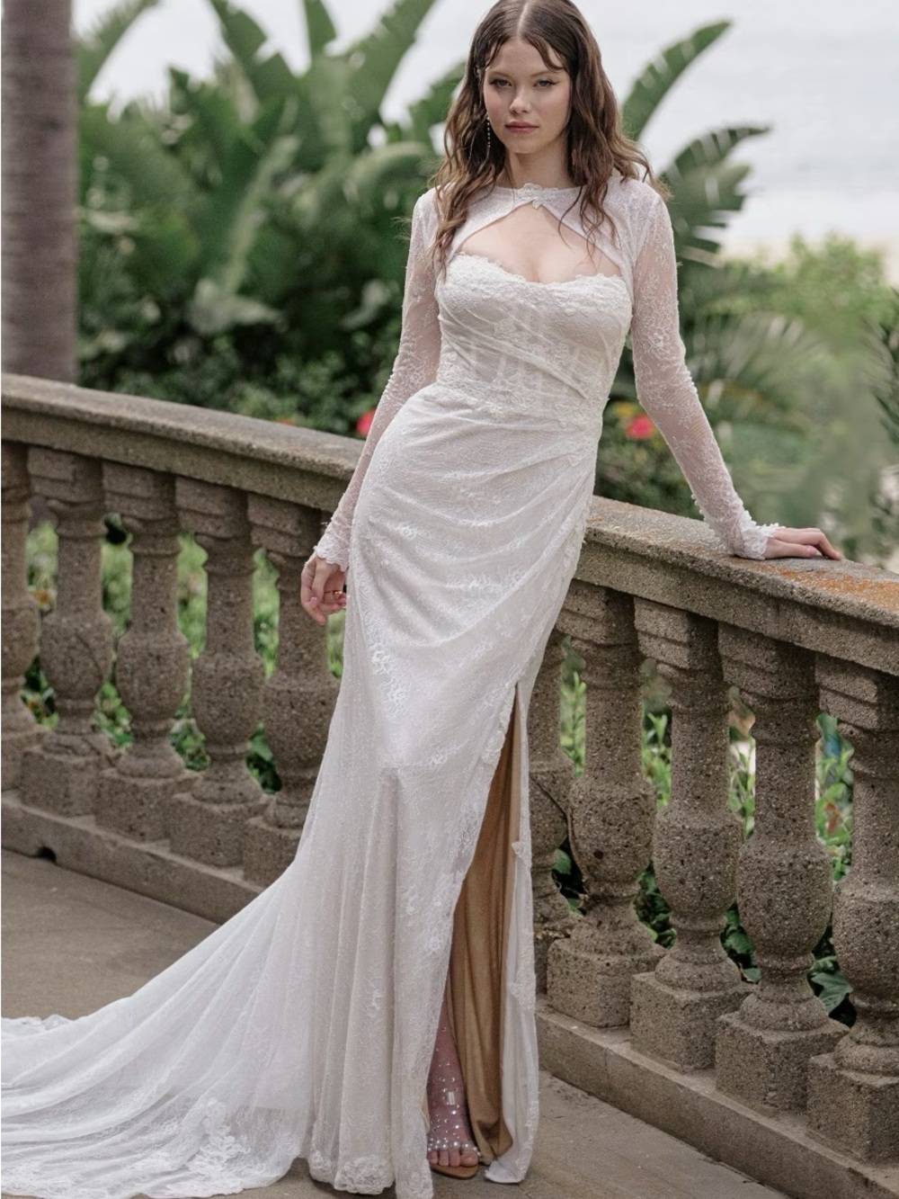 Watters Willowby Marina Ivory Lace Wedding Gown with Removable Bolero